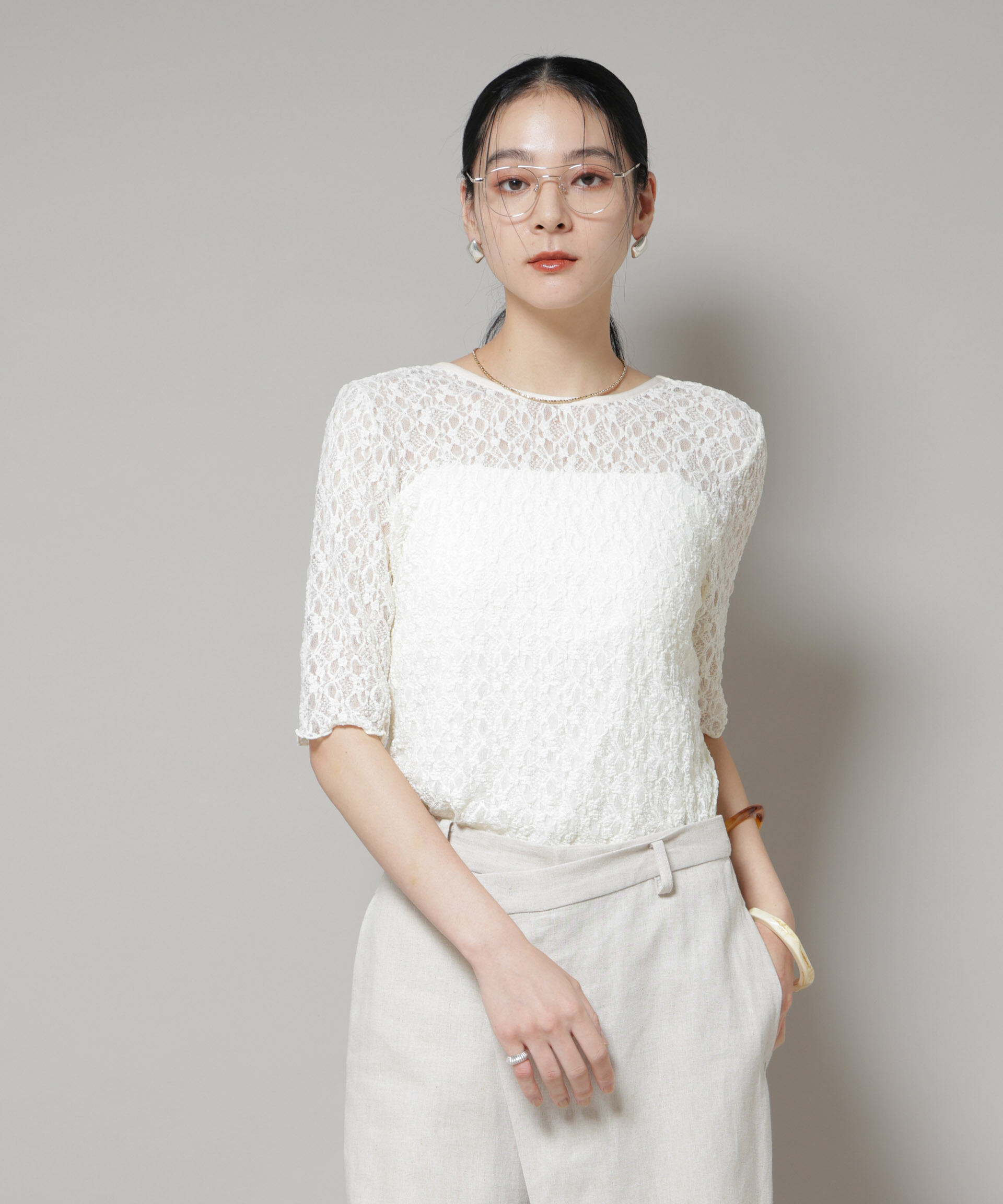 nano･universe「レースバックシャントップス」|Tシャツ・カットソー|