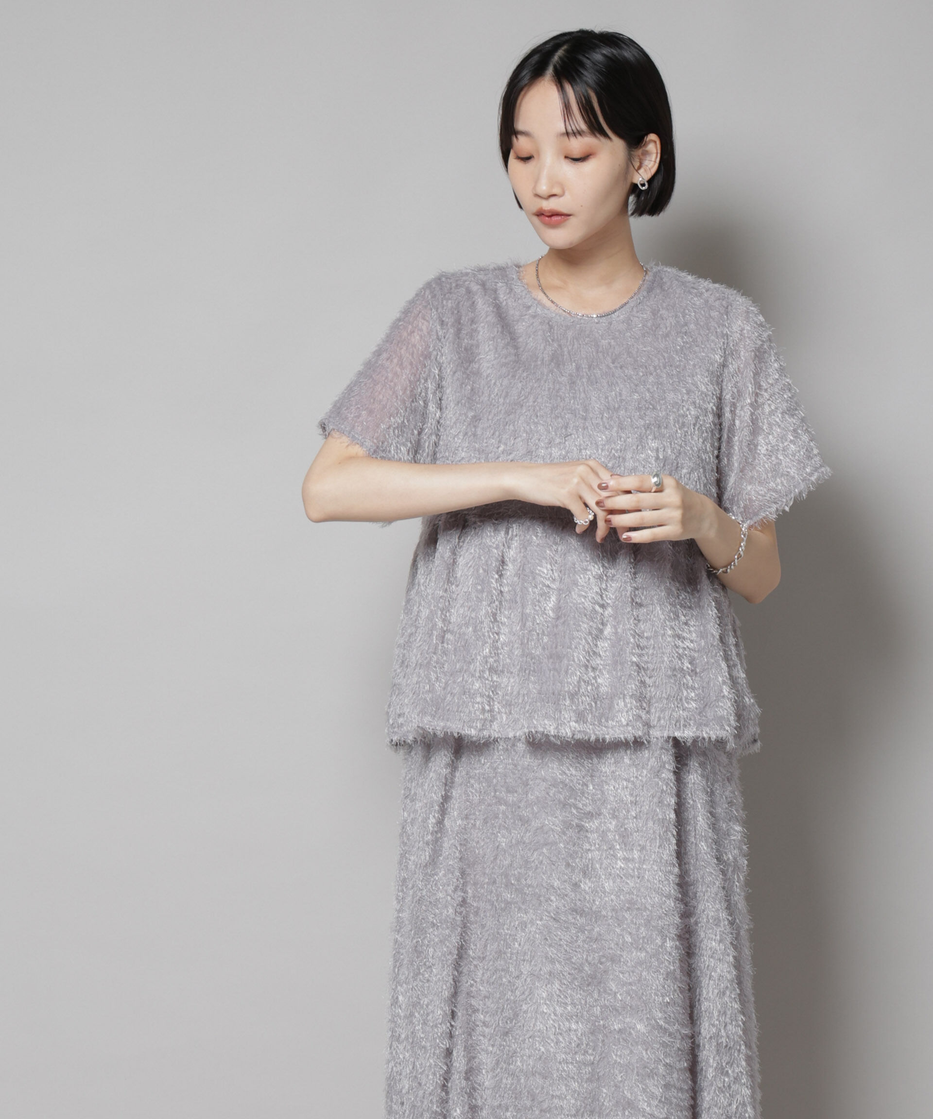 nano･universe「フリンジシフォンギャザーブラウス(セットアップ可)」|シャツ・ブラウス|