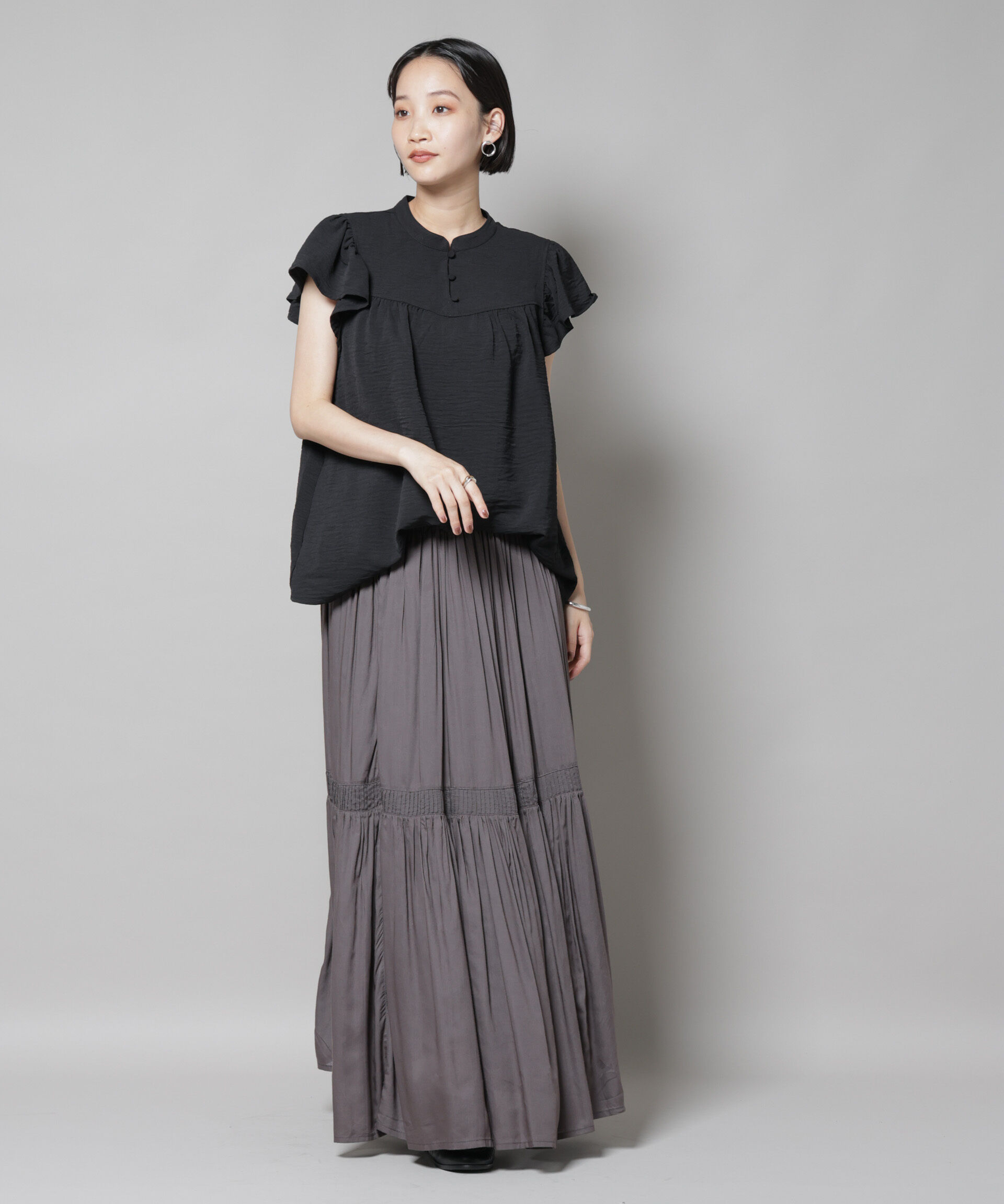 nano･universe「フリルスリーブブラウス(セットアップ可)」|シャツ・ブラウス|