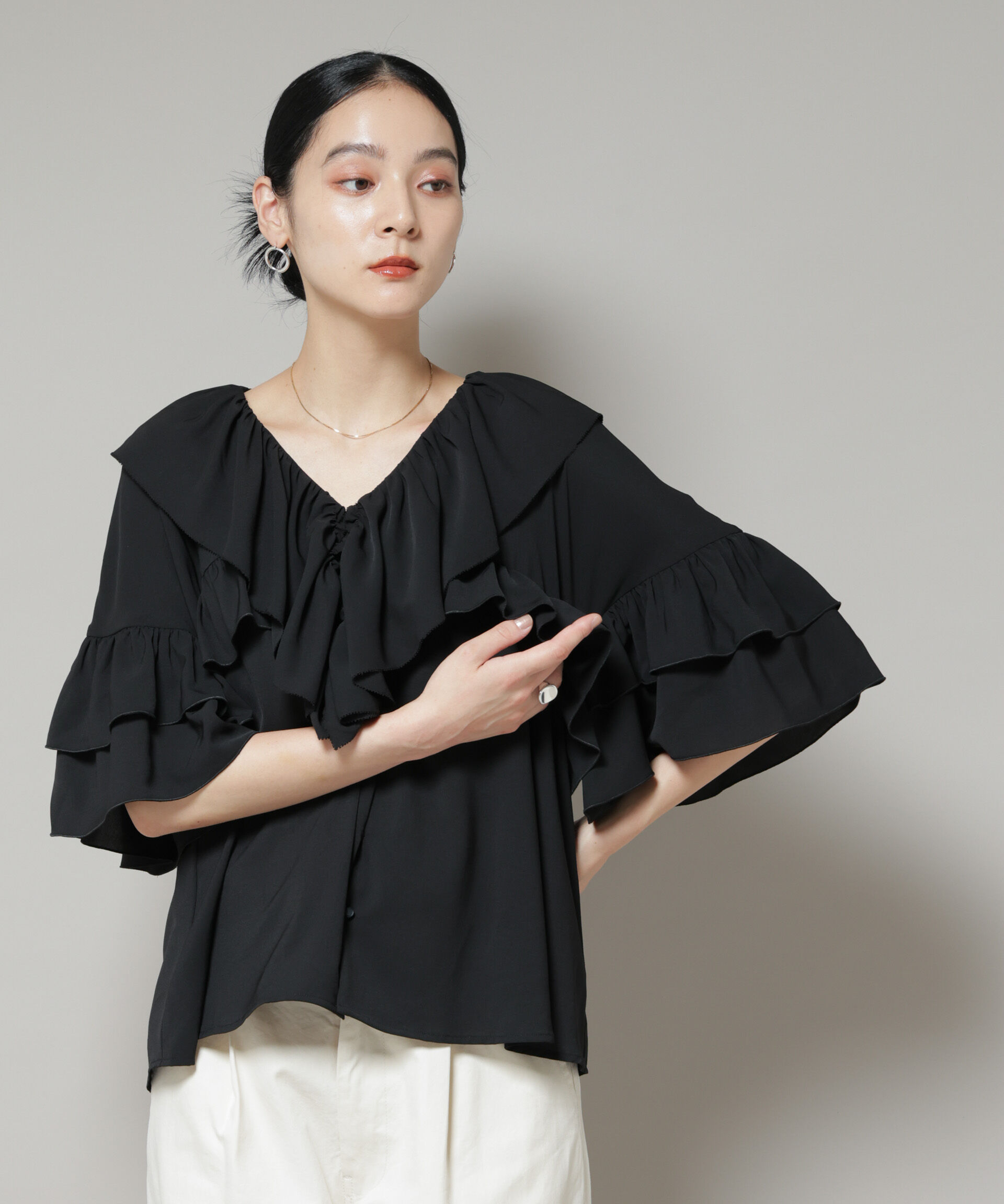 nano･universe「ピコフリルフレアブラウス」|シャツ・ブラウス|