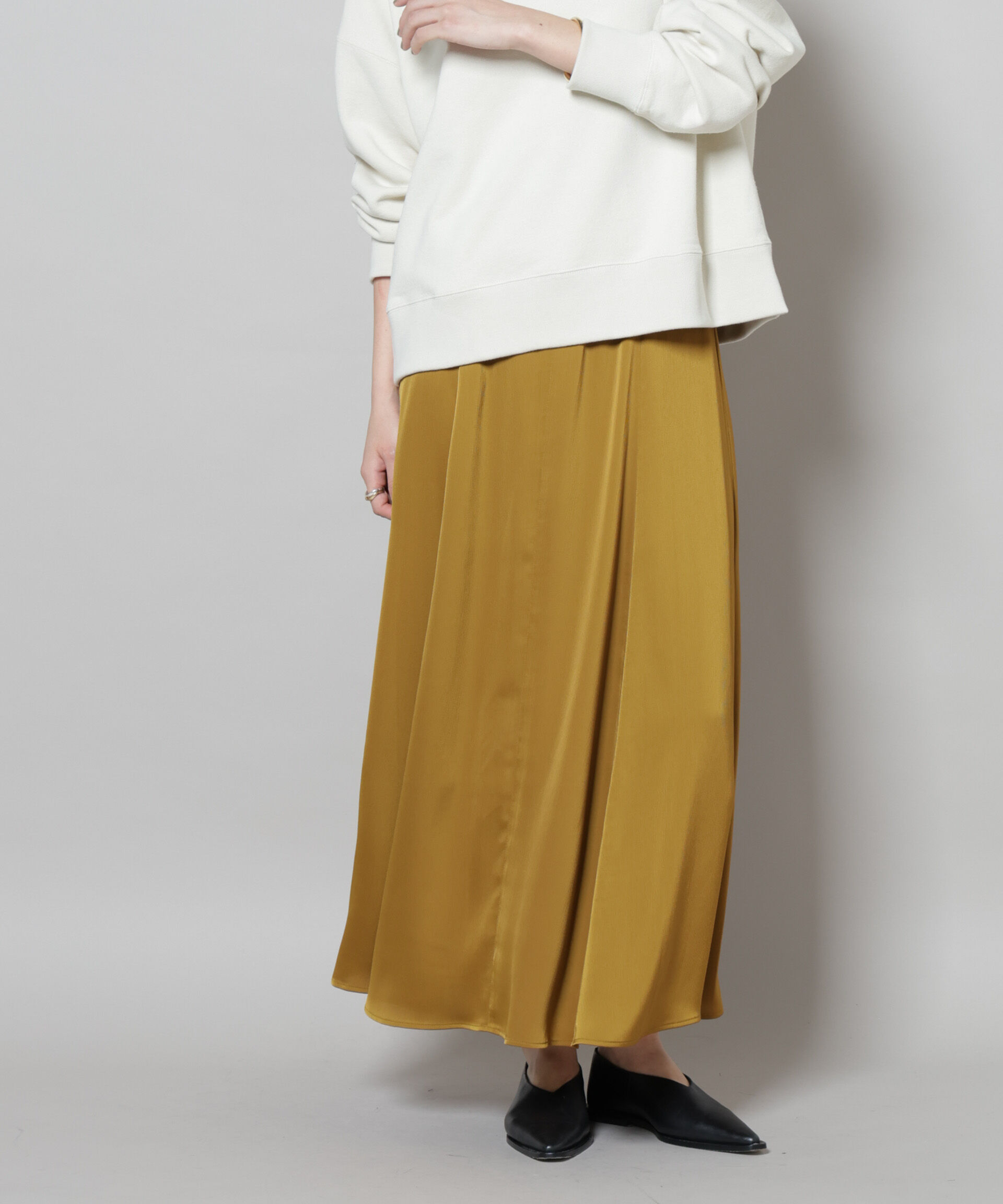 nano･universe「サテンフレアマキシスカート(セットアップ可)」|スカート|