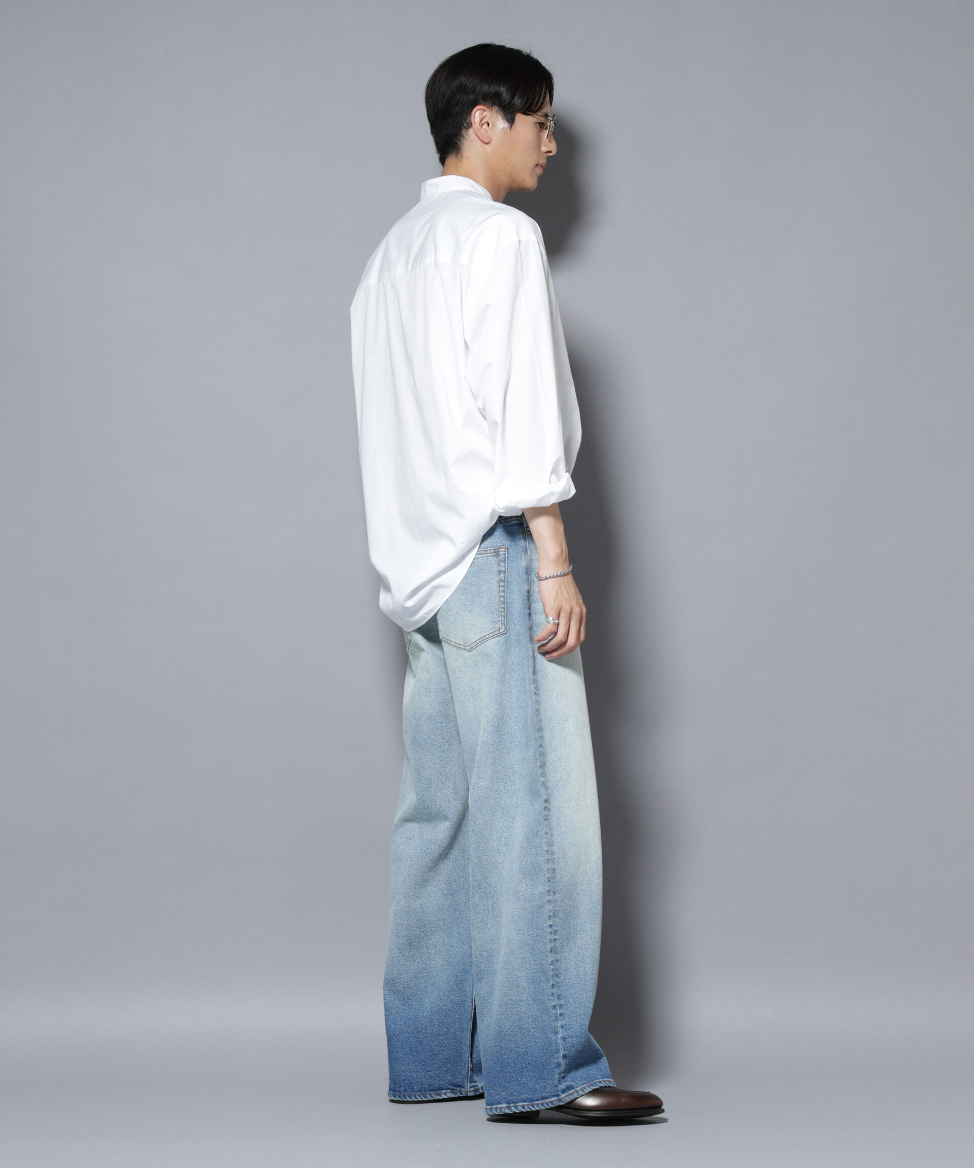 nano･universe「「大人のワイドシャツ」バンドカラー 長袖」|シャツ・ブラウス|