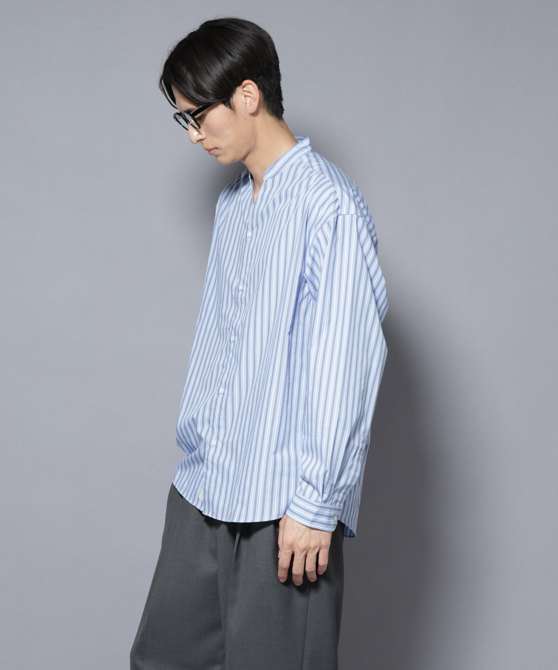 nano･universe「「大人のワイドシャツ」バンドカラー 長袖」|シャツ・ブラウス|