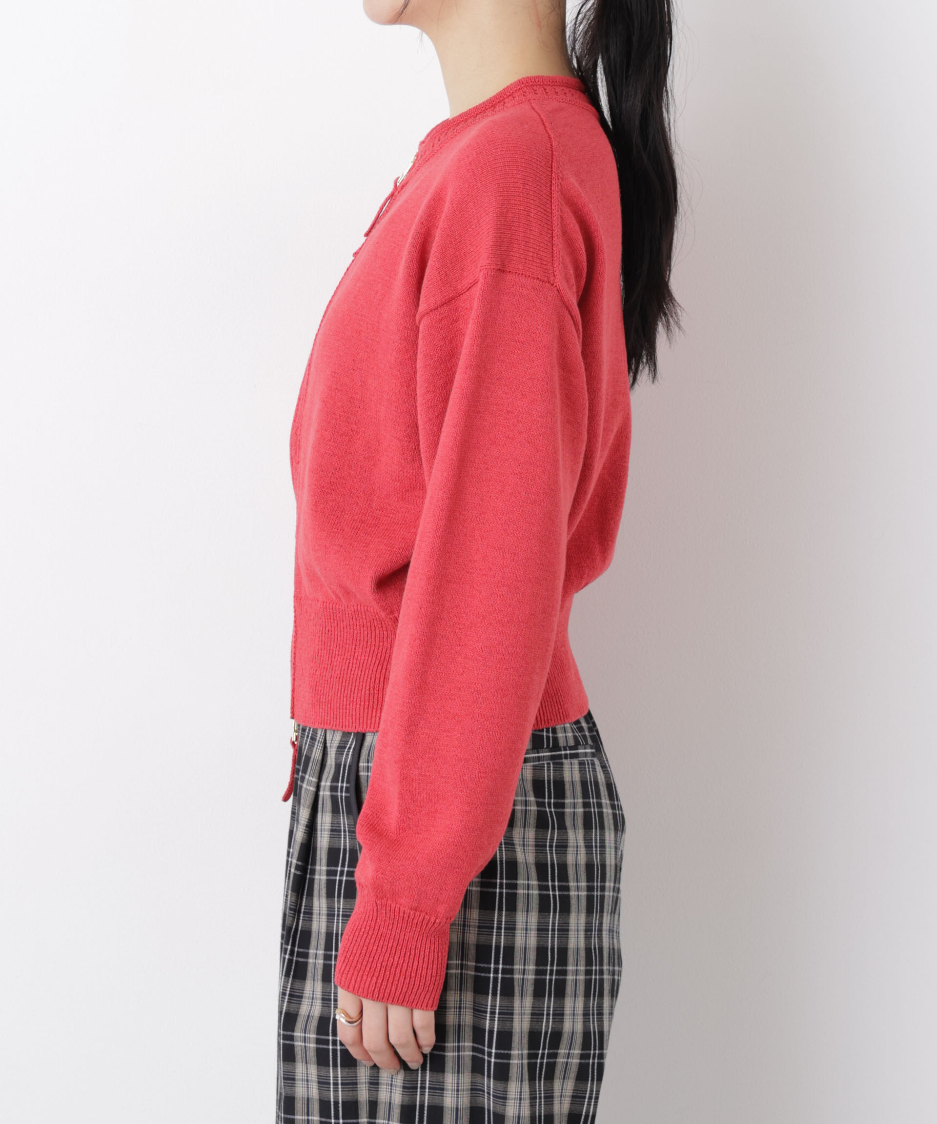 nano･universe「リネン混テープヤーンジップニットカーディガン」|ニット・セーター|