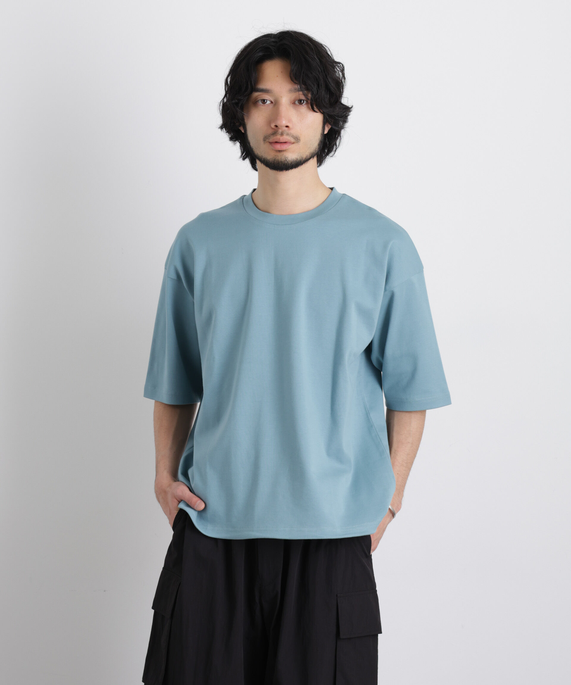 nano･universe「ワイドダンボール Tシャツ 半袖」|Tシャツ・カットソー|ブルーグリー 2