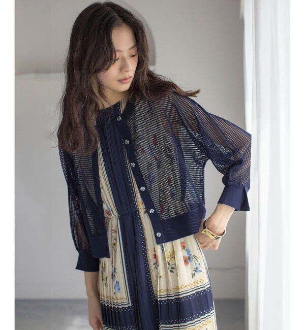 組曲「メッシュニット カーディガン」|カーディガン|ネイビー系