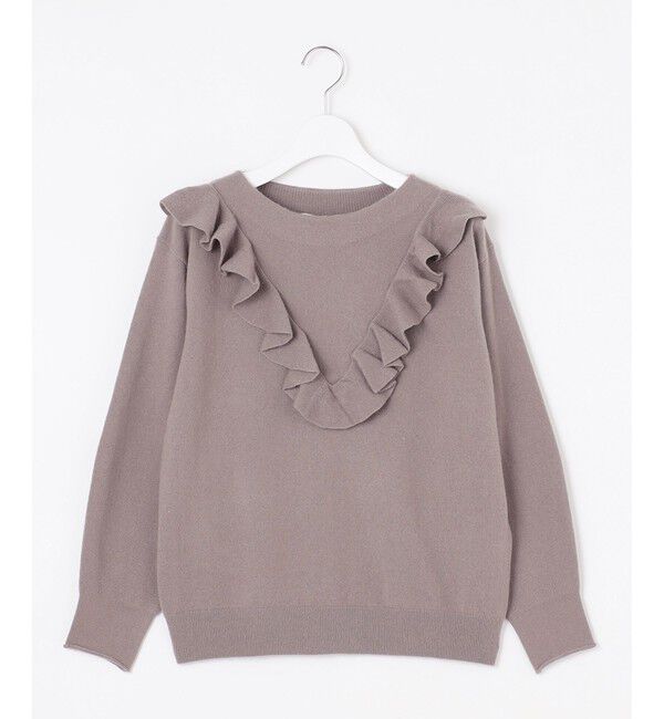 自由区「【洗える】ピュアカシミヤフリルディティール ニット」|ニット・セーター|