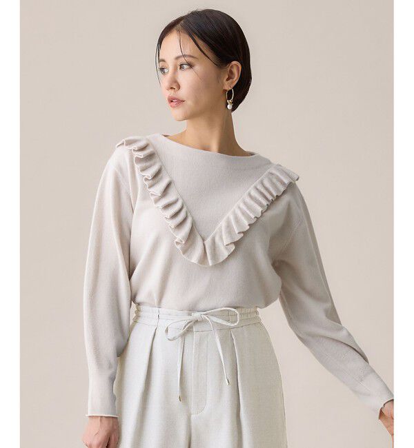 自由区「【洗える】ピュアカシミヤフリルディティール ニット」|ニット・セーター|ｼｬﾝﾊﾟﾝ
