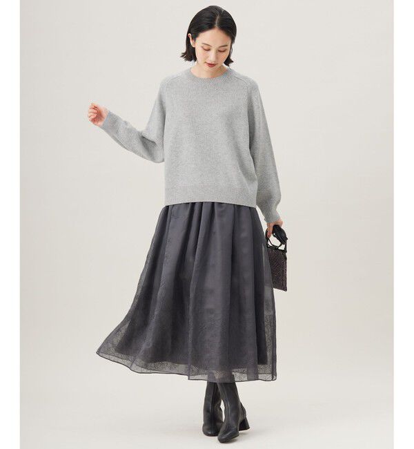 自由区「【洗える】ウールカシミヤブレンドラメスパンコールクルーネック ニット」|ニット・セーター|