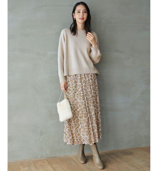 自由区「【洗える】ウールカシミヤブレンドラメスパンコールクルーネック ニット」|ニット・セーター|