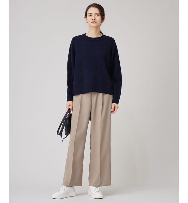 自由区「【洗える】ウールカシミヤブレンドラメスパンコールクルーネック ニット」|ニット・セーター|