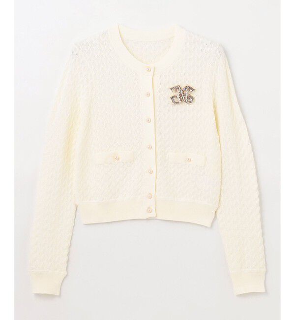 GRACE CONTINENTAL「ブローチクルーニットカーディガン」|カーディガン|