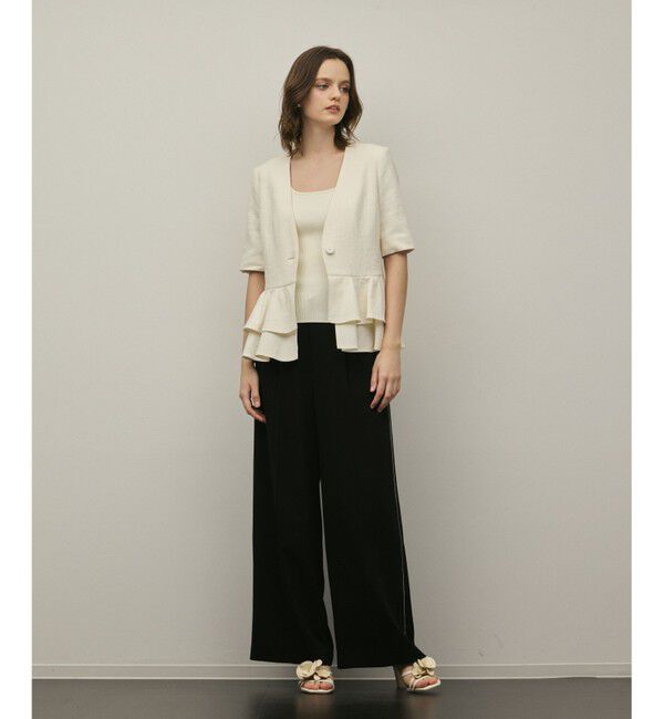 GRACE CONTINENTAL「ペプラムツイードジャケット」|ノーカラージャケット|