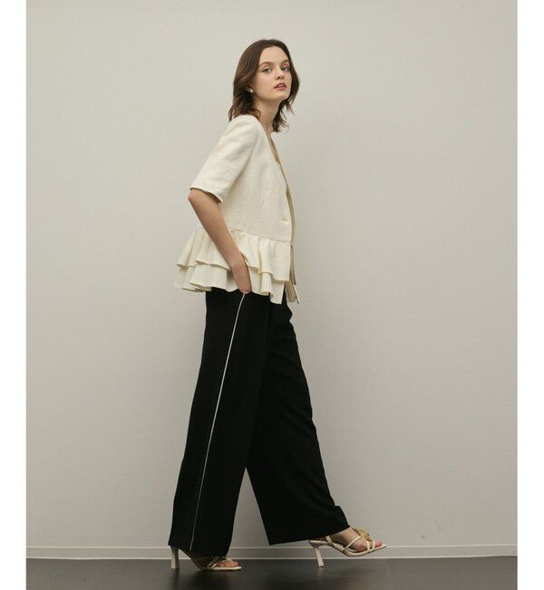 GRACE CONTINENTAL「ペプラムツイードジャケット」|ノーカラージャケット|