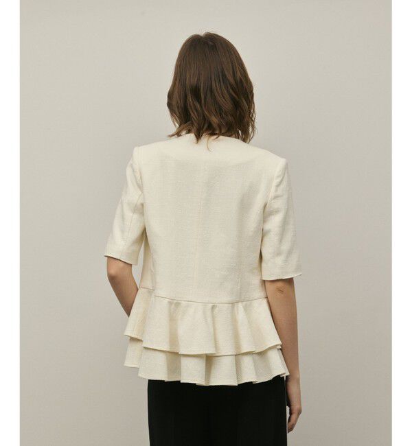 GRACE CONTINENTAL「ペプラムツイードジャケット」|ノーカラージャケット|