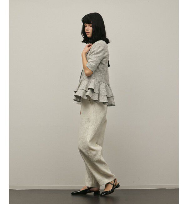 GRACE CONTINENTAL「ペプラムツイードジャケット」|ノーカラージャケット|