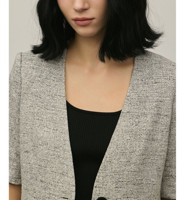 GRACE CONTINENTAL「ペプラムツイードジャケット」|ノーカラージャケット|