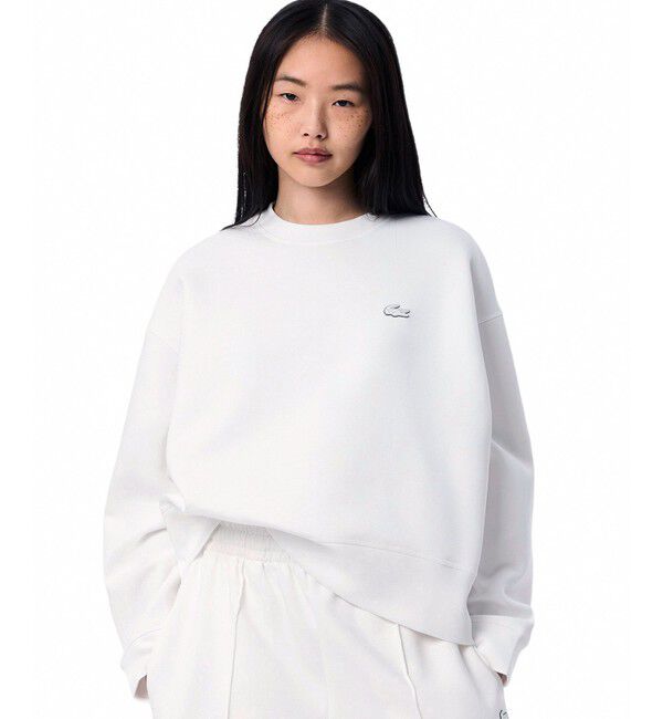 LACOSTE「クロップド丈 オーバーサイズクルーネックスウェット トレーナー」|スウェット・ジャージ|ホワイト