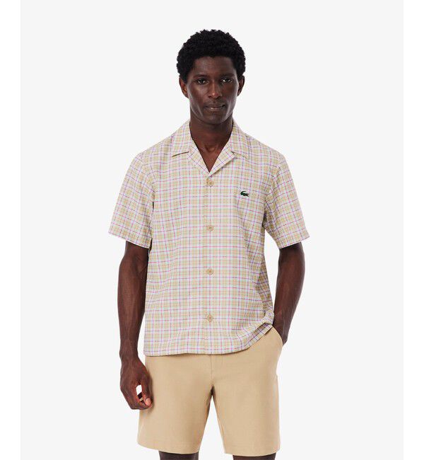 LACOSTE「ラコステゴルフチェックオープンカラーシャツ」|シャツ・ブラウス|