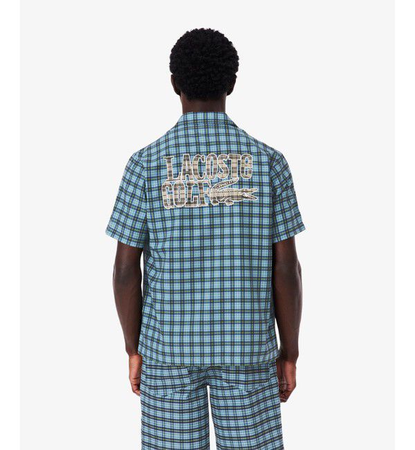 LACOSTE「ラコステゴルフチェックオープンカラーシャツ」|シャツ・ブラウス|ダークブルー