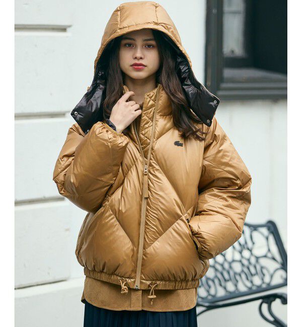 LACOSTE「オーバーサイズ撥水ナイロンダウンジャケット / フード取り外し可<br>」|ダウン|