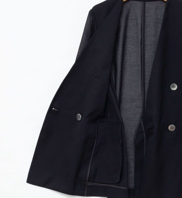 NOLLEY'S「ウォッシャブルリネン風シアー5分袖ジャケット」|ノーカラージャケット|