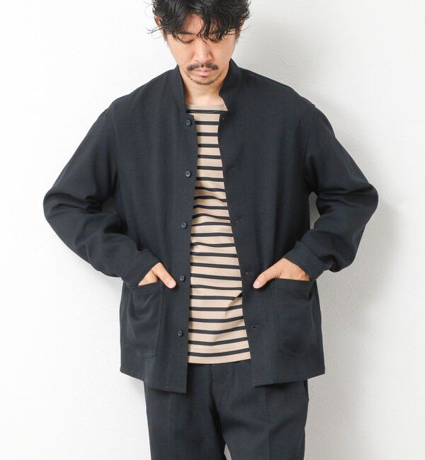 NOLLEY'S goodman「《セットアップ対応》LANATEC ウーステッドサージストレッチ マオカラーシャツブルゾン」|ブルゾン・スタジャン|