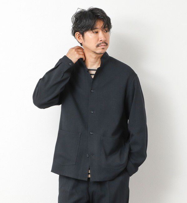 NOLLEY'S goodman「《セットアップ対応》LANATEC ウーステッドサージストレッチ マオカラーシャツブルゾン」|ブルゾン・スタジャン|