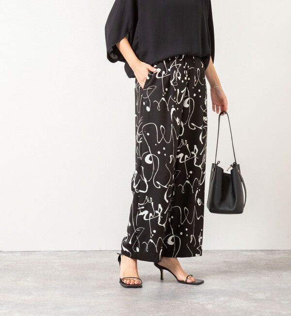 NOLLEY'S「ウォッシャブルプリントタックワイドパンツ」|チノ|