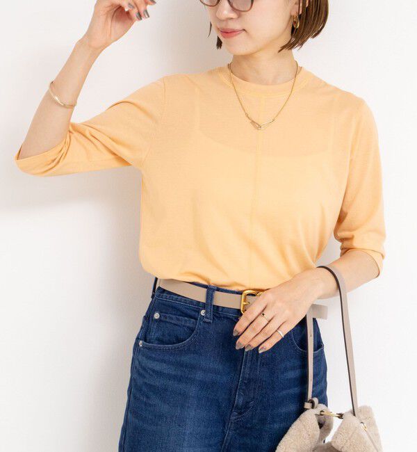 NOLLEY'S「綿ナイロンシアー6分袖プルオーバーカットソー」|Tシャツ・カットソー|オレンジ