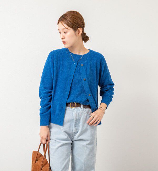 Rie Miller「《手洗い可能》《アンサンブル対応》モールヤーンクルーネックカーディガン」|カーディガン|
