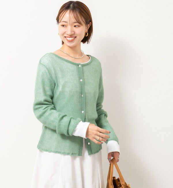 Rie Miller「シアーモヘヤ2WAYリブボートネックカーディガン」|カーディガン|