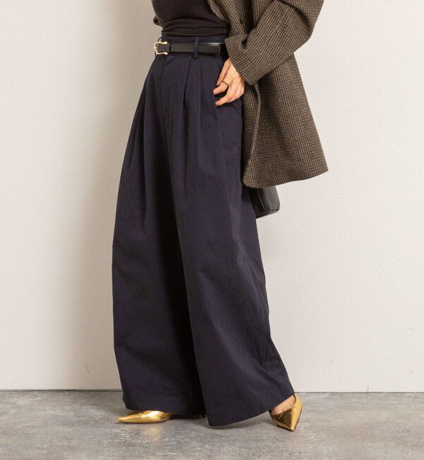 MAQWEL「【MAQWEL/マクウェル】ウォッシャブルタックワイドパンツ」|その他|ネイビー