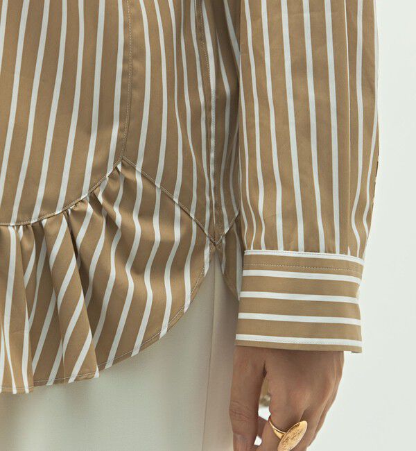 Rie Miller「ウォッシャブル裾フリルレギュラーカラーシャツ」|シャツ・ブラウス|