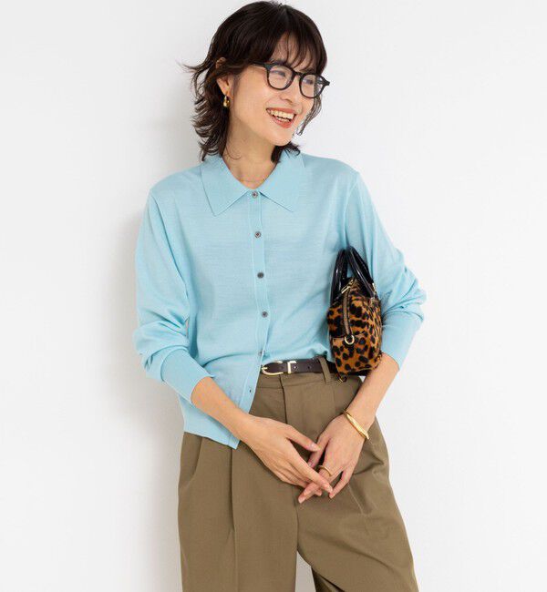 NOLLEY'S「《手洗い可能》16Gマレー襟付きカーディガン」|カーディガン|