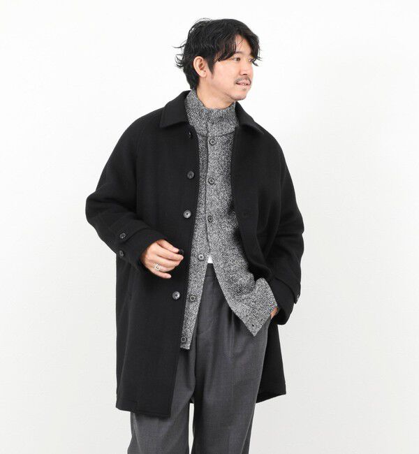 NOLLEY'S goodman「《ビジカジ対応》尾州ビーバーステンカラーコート 25AW」|ステンカラーコート|ブラック