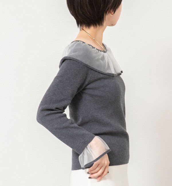 NOLLEY'S sophi「《手洗い可能》シアーフリル総針プルオーバー」|ニット・セーター|