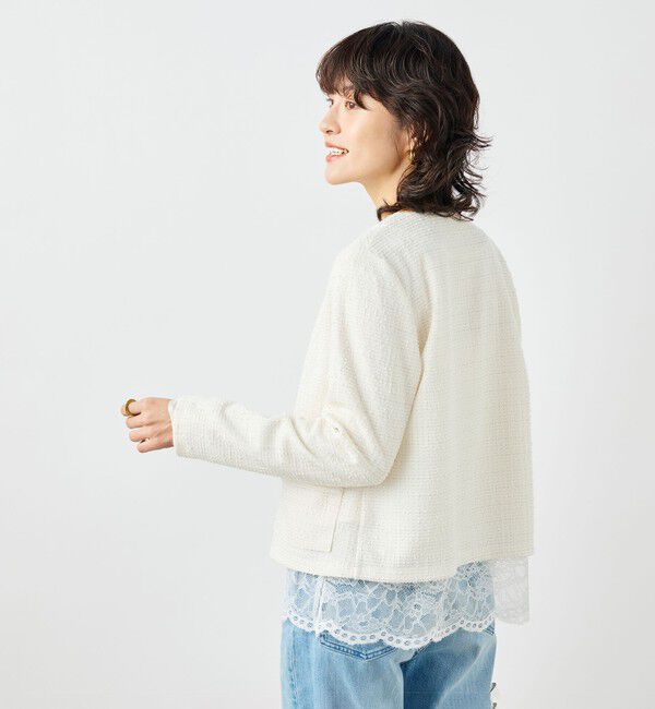 NOLLEY'S「ウォッシャブルツィーディージャージジャケット」|ノーカラージャケット|