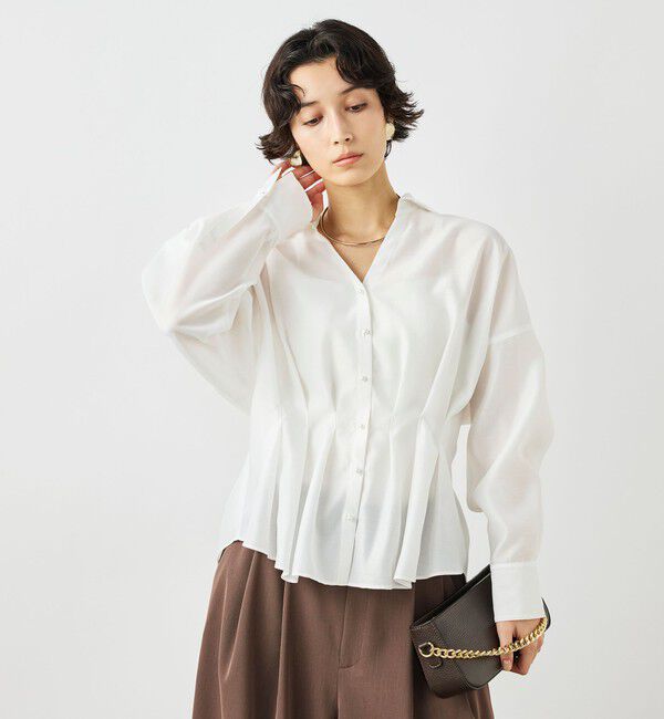 NOLLEY'S「ウォッシャブルパール釦スキッパータックブラウス」|シャツ・ブラウス|