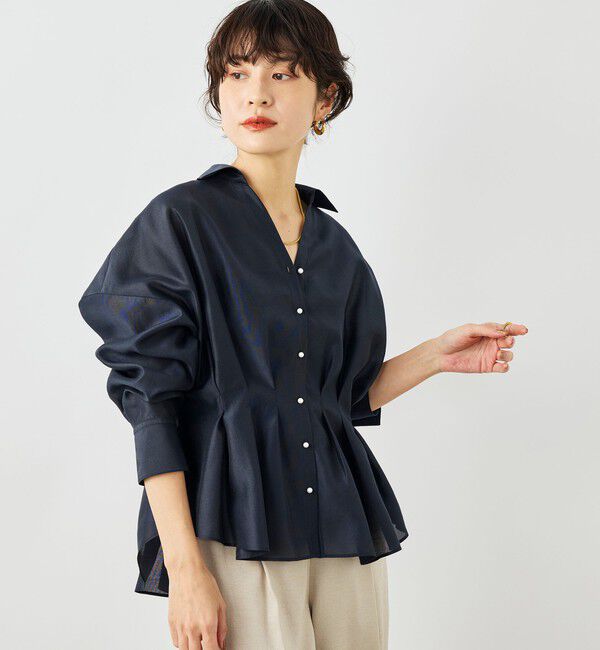 NOLLEY'S「ウォッシャブルパール釦スキッパータックブラウス」|シャツ・ブラウス|