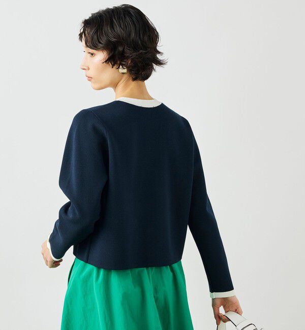 NOLLEY'S「《手洗い可能》ビオグレースミラノリブジャケット」|カーディガン|ネイビー系1