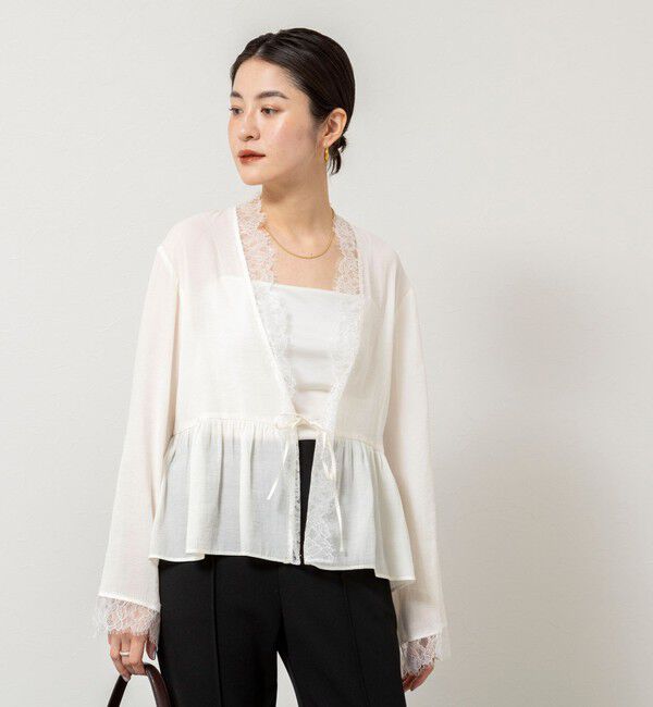 NOLLEY'S sophi「ウォッシャブルレーストリミングオーガンジーブラウス」|シャツ・ブラウス|