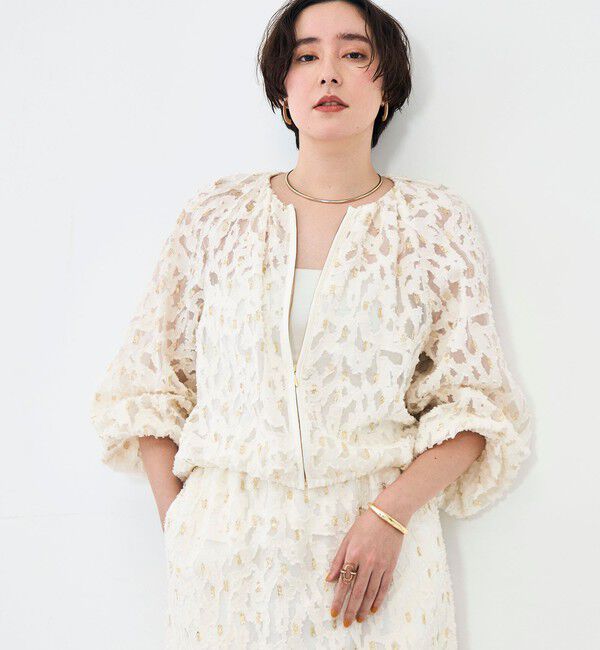 NOLLEY'S「《セットアップ対応》【KIRYU】ウォッシャブルラメジャガードブルゾン」|ブルゾン・スタジャン|