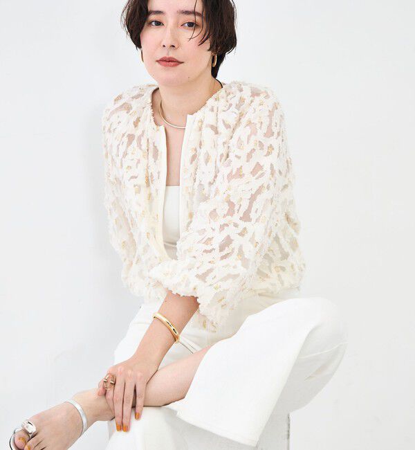 NOLLEY'S「《セットアップ対応》【KIRYU】ウォッシャブルラメジャガードブルゾン」|ブルゾン・スタジャン|