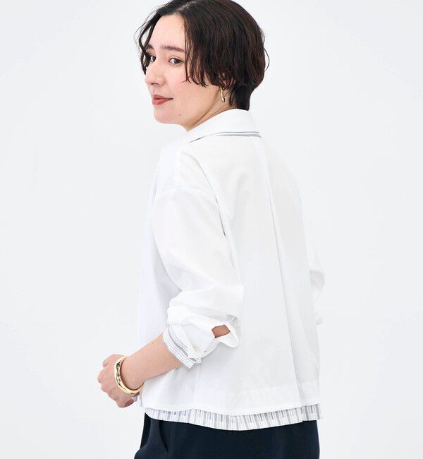 NOLLEY'S「ウォッシャブルレイヤード風ショート丈シャツ」|シャツ・ブラウス|