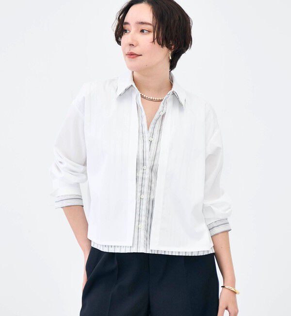 NOLLEY'S「ウォッシャブルレイヤード風ショート丈シャツ」|シャツ・ブラウス|