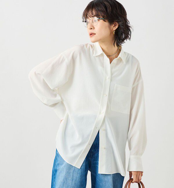 NOLLEY'S sophi「ウォッシャブルトリアセドレープシャツ」|シャツ・ブラウス|ホワイト