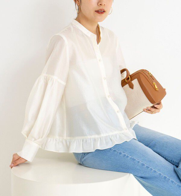 NOLLEY'S「ウォッシャブルシアー裾フリルブラウス」|シャツ・ブラウス|オフホワイト