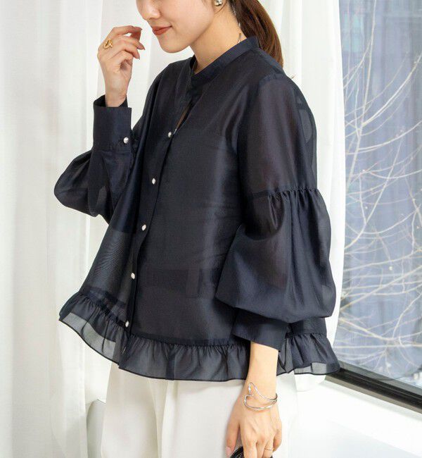 NOLLEY'S「ウォッシャブルシアー裾フリルブラウス」|シャツ・ブラウス|