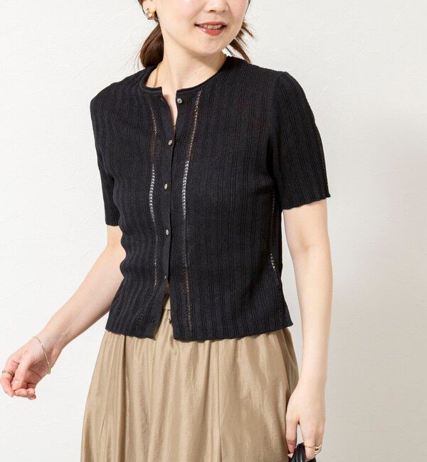 NOLLEY'S sophi「【WALANCE/ワランス】paper rib knit 2way tops」|カーディガン|ブラック